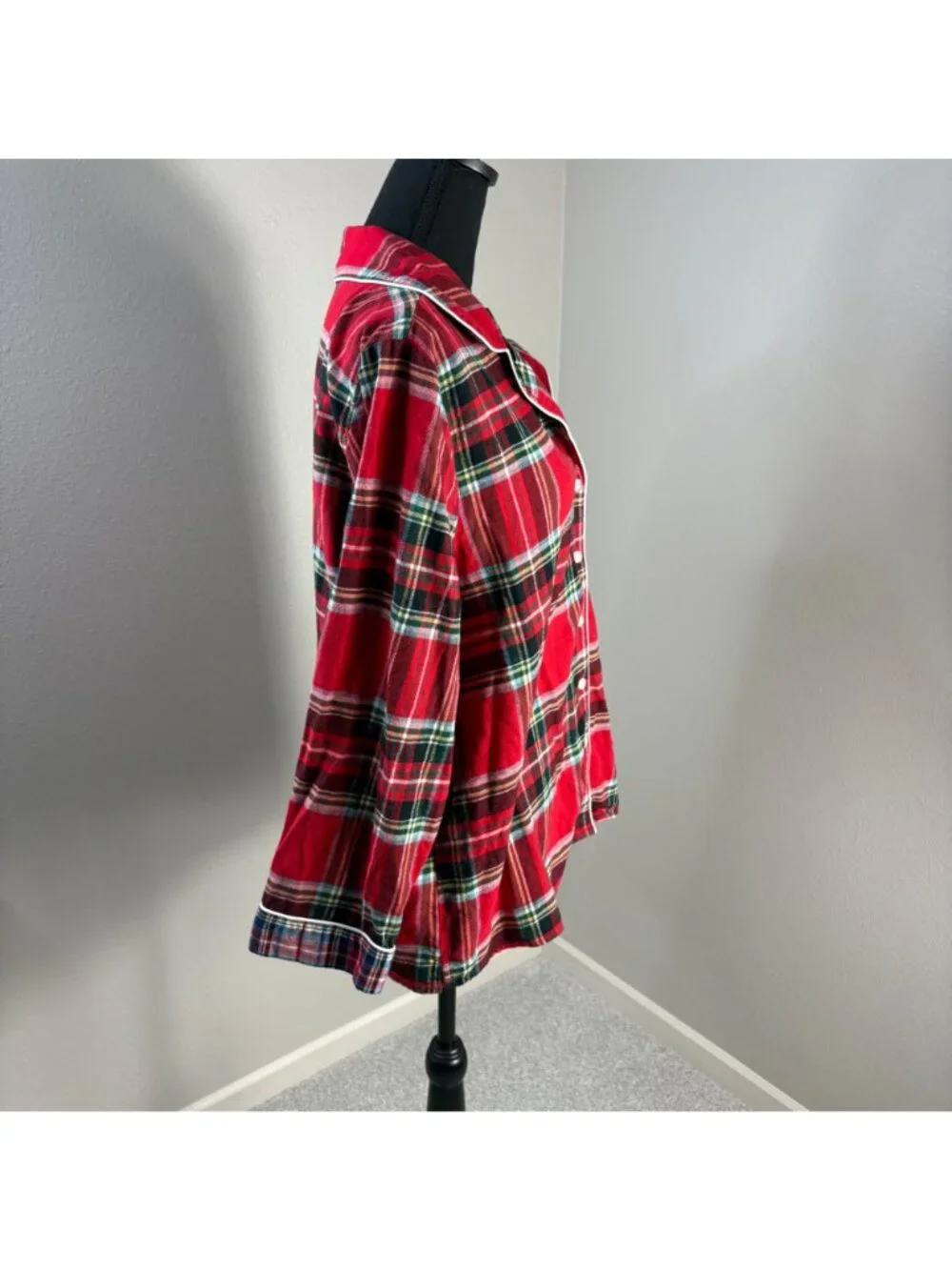 Lands' End Flannel Pajama Top only Womens XXL Red Multi-Colored Plaid